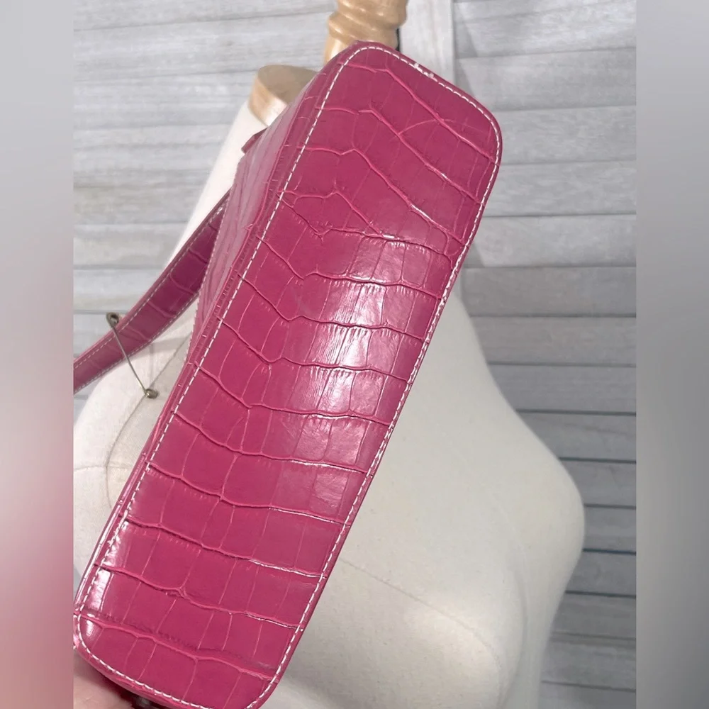 Mini Shoulder Bag Barbie Pink Alligator Texture